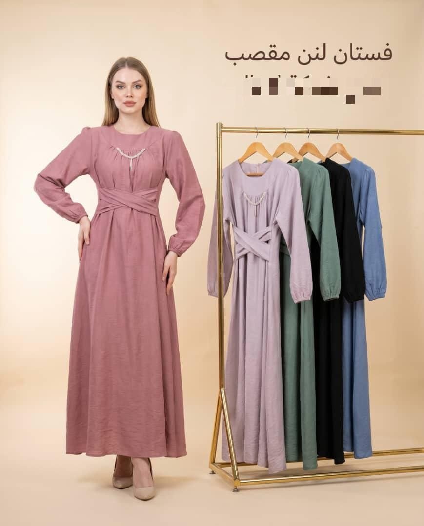 فستان اللنن المقصب